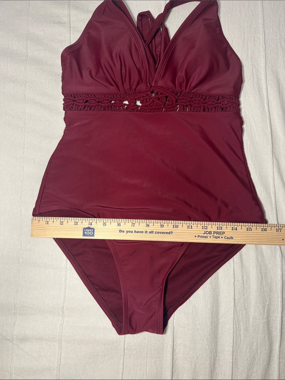 Kona Sol Target Burgundy Macrame Crochet One Piece Swimsuit Size M - Picture 5 of 5